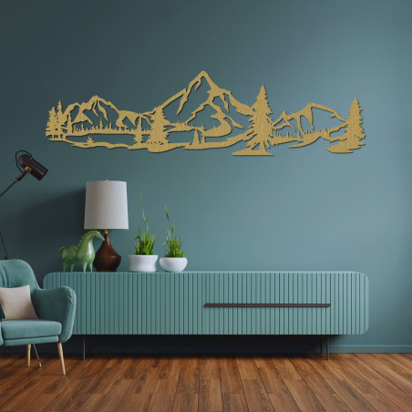 Drewniana dekoracja ścienna las z górami - MONTIS