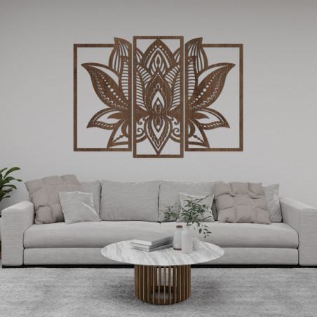Drewniany obraz lotosu – elegancka dekoracja ścienna do wnętrza