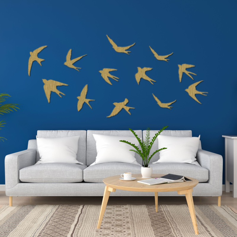 Drewniane dekoracje ścienne latające ptaki - FLOCK