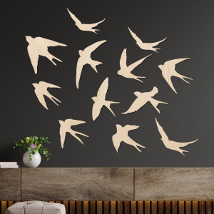 Drewniane dekoracje ścienne latające ptaki - FLOCK