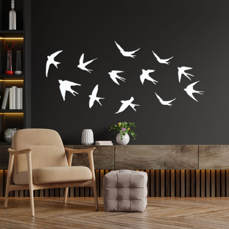 Drewniane dekoracje ścienne latające ptaki - FLOCK