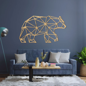 Geometryczna drewniana dekoracja ścienna niedźwiedź - URSUS 2