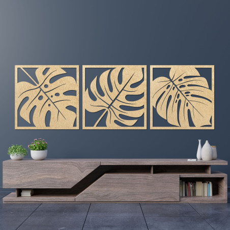 Drewniana dekoracja ścienna Monstera - SALAS
