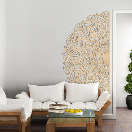 Unikalna pół drewniana mandala na ścianę - MENSIS