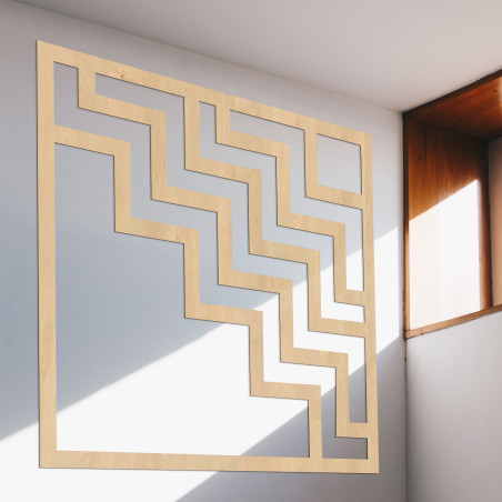 Geometryczna drewniana dekoracja ścienna w brązowym kolorze z nowoczesnym abstrakcyjnym wzorem