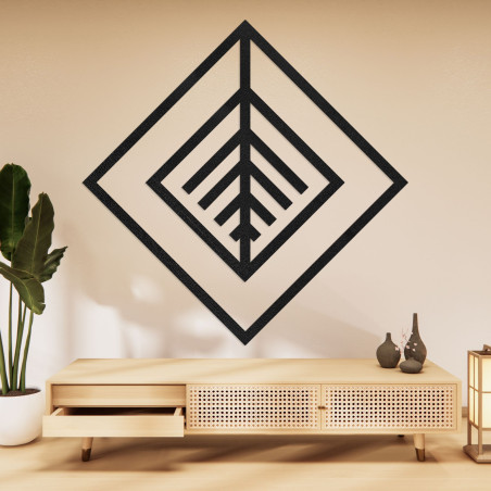 Nowoczesna, geometryczna, drewniana dekoracja ścienna do stylowego wnętrza