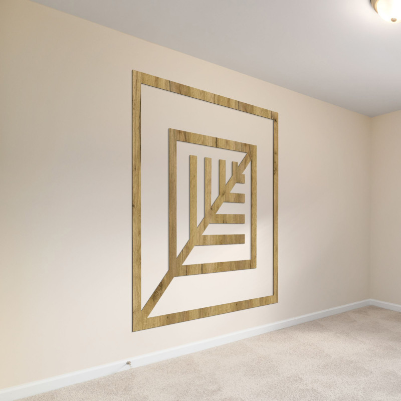 Geometryczny drewniany obraz o minimalistycznym designie na ścianę
