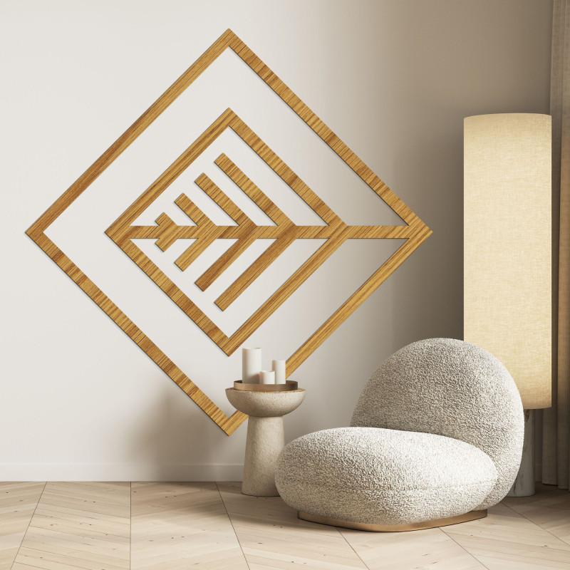 Geometryczny drewniany obraz o minimalistycznym designie na ścianę