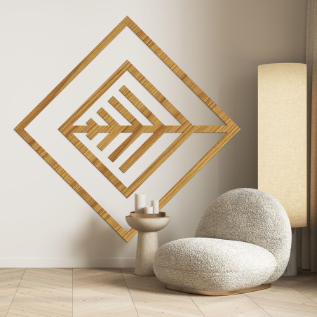 Geometryczny drewniany obraz o minimalistycznym designie na ścianę