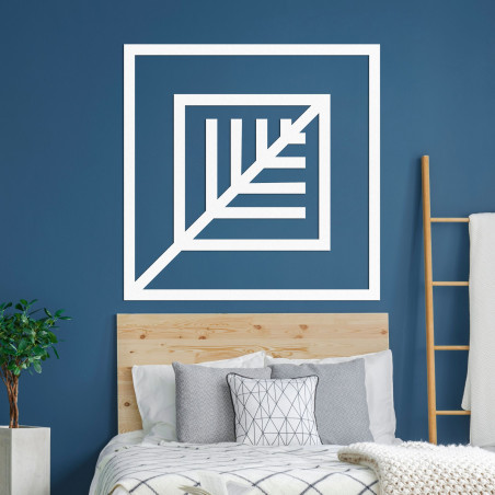 Nowoczesna, geometryczna, drewniana dekoracja ścienna do stylowego wnętrza