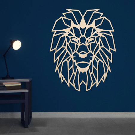 Drewniana geometryczna dekoracja ścienna sylwetka lwa - LEONIS