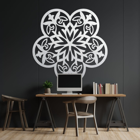 Drewniana dekoracja ścienna mandala cichy kwiat - FLORIVA