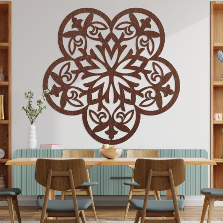 Drewniana dekoracja ścienna mandala cichy kwiat - FLORIVA