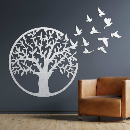 Drewniany obraz na ścianę z ptaszkiem