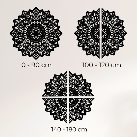 Luksusowa drewniana dekoracja ścienna z motywem mandali słońca