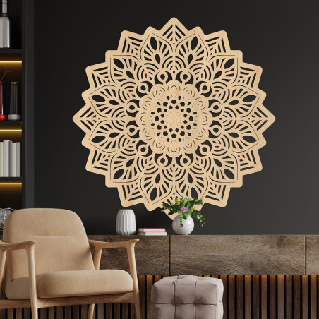 Drewniany obraz ścienny mandala w kształcie słońca - IGNEUS Drewniany obraz ścienny mandala w kształcie słońca - IGNEUS