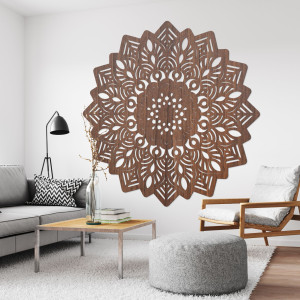 Drewniany obraz ścienny mandala w kształcie słońca - IGNEUS 2