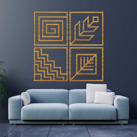 Drewniana sztuka ścienna 4 sztuki Geometria Drewniana sztuka ścienna 4 sztuki Geometria