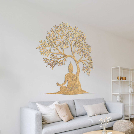 Drewniana dekoracja Budda i drzewo życia - MEARNE