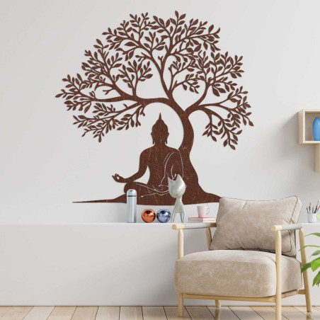 Drewniana dekoracja Budda i drzewo życia - MEARNE