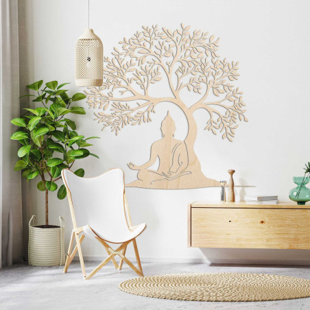 Drewniana dekoracja Budda i drzewo życia - MEARNE