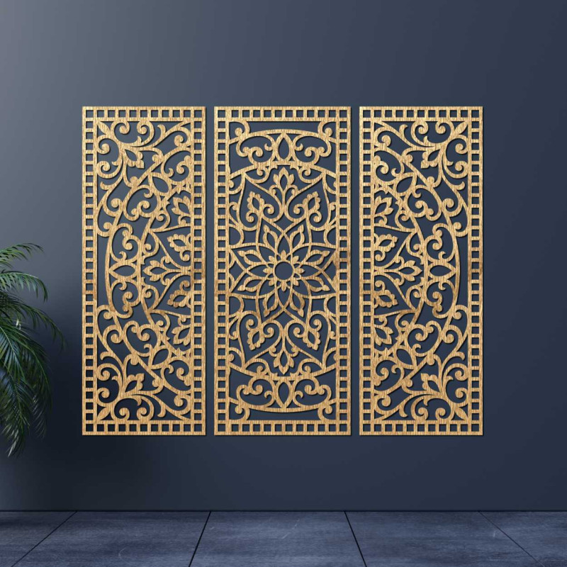 Dekoracja ścienna trzyczęściowy panel mandala - AURELIA