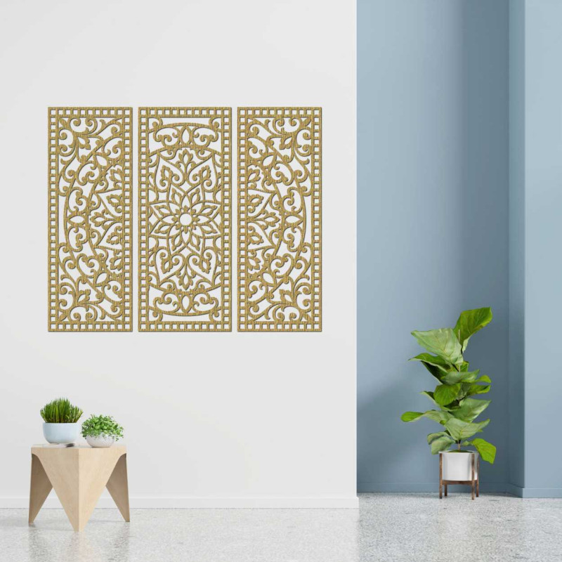 Dekoracja ścienna trzyczęściowy panel mandala - AURELIA