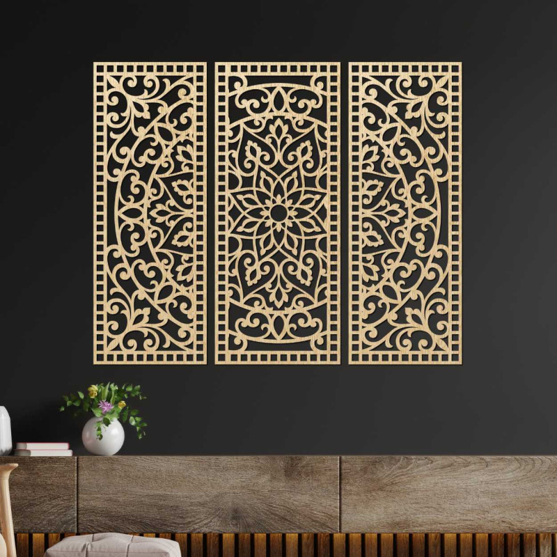 Dekoracja ścienna panel mandala trzyczęściowy - AURELIA