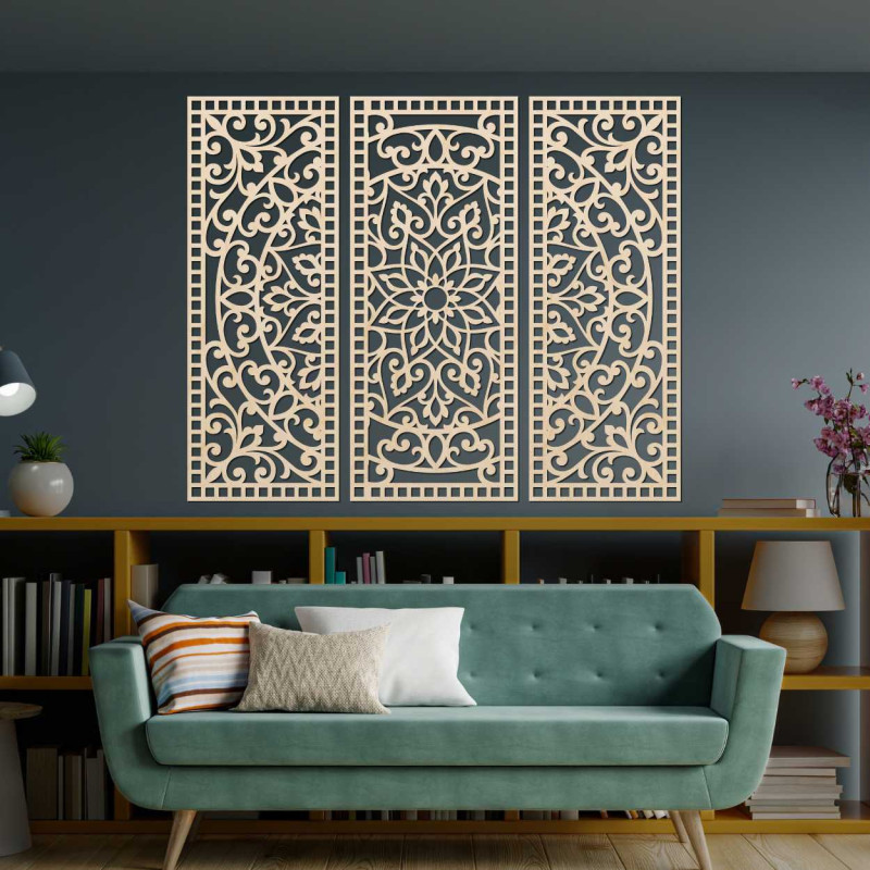 Dekoracja ścienna trzyczęściowy panel mandala - AURELIA