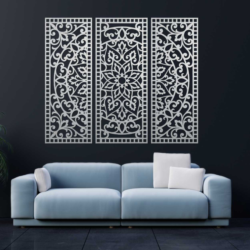 Dekoracja ścienna trzyczęściowy panel mandala - AURELIA