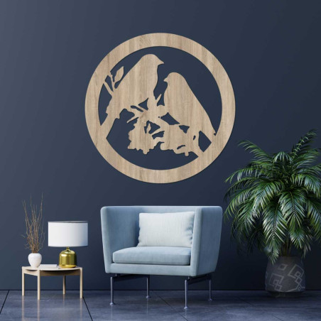 Drewniany obraz ścienny ptaki na gałęziach - AVIAN