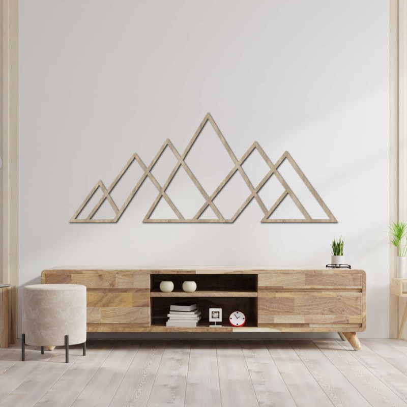 Drewniany obraz ścienny przedstawiający geometryczne góry - APALATU
