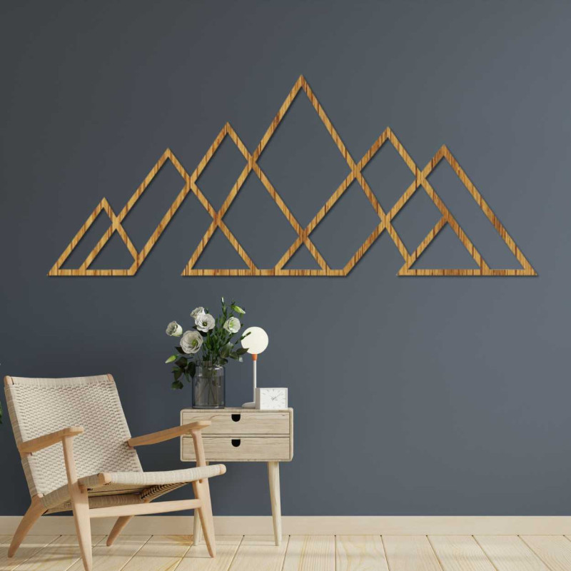Drewniany obraz ścienny przedstawiający geometryczne góry - APALATU