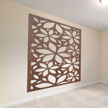 Drewniany kwadratowy obrazek z kwiatkiem - BOTANICA