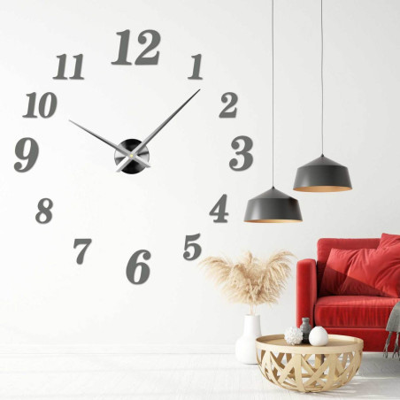 Szczegół tarczy zegara samoprzylepnego z pleksiglasu z czarnymi wskazówkami