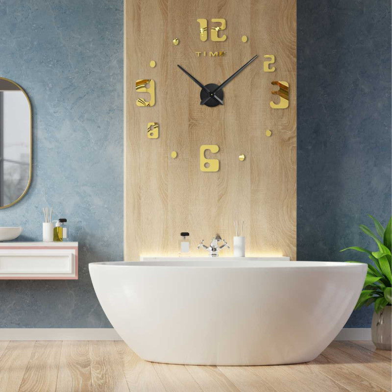 Zegar ścienny z napisem TIME pod liczbą dwanaście i nowoczesnym stylem numerycznym.