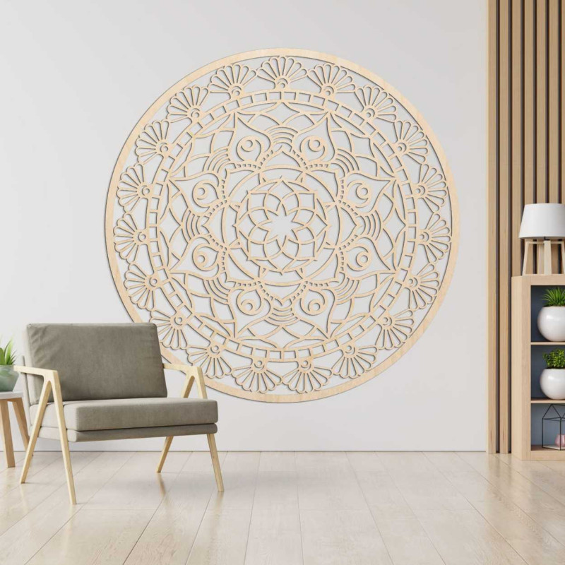 Okrągły design z delikatnymi liniami i kwiatowymi wzorami tworzy harmonijną całość.