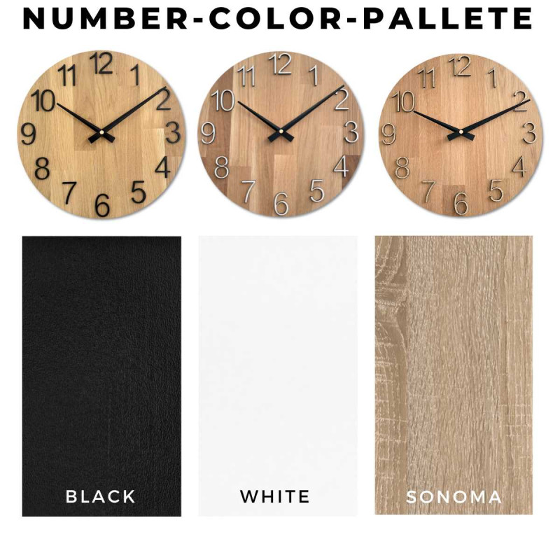 Okrągły zegar z ozdobnym wycięciem w środku i delikatnym wzorem drewna.