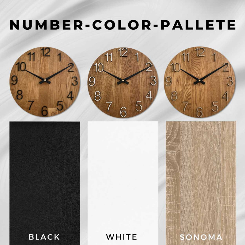 Zdjęcie tarczy zegara wykonanej z drewna o czystym i prostym wyglądzie.