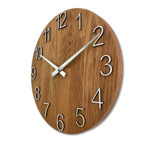 Zegar ścienny z litego dębu, minimalistyczny design -...