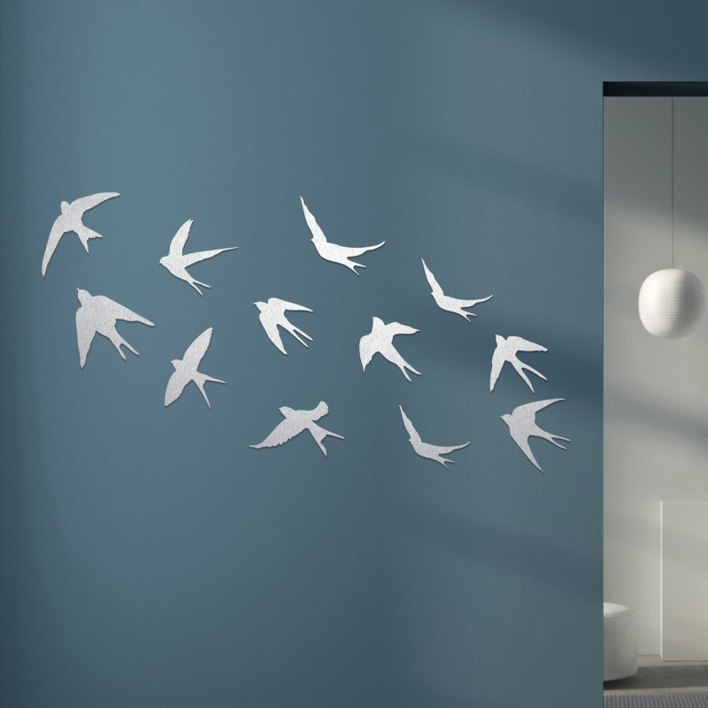 Drewniane dekoracje ścienne latające ptaki - FLOCK