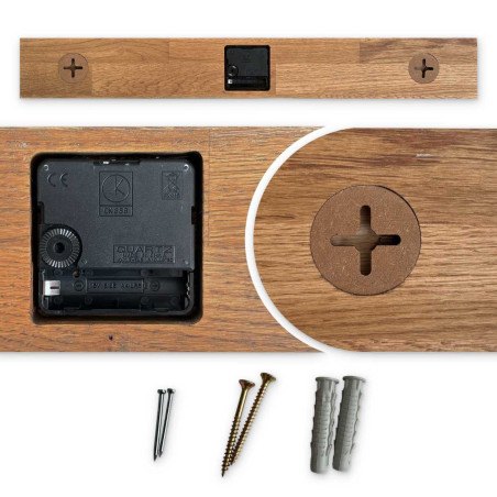 Drewniany zegar ścienny z dębu, nowoczesny design - TKOI