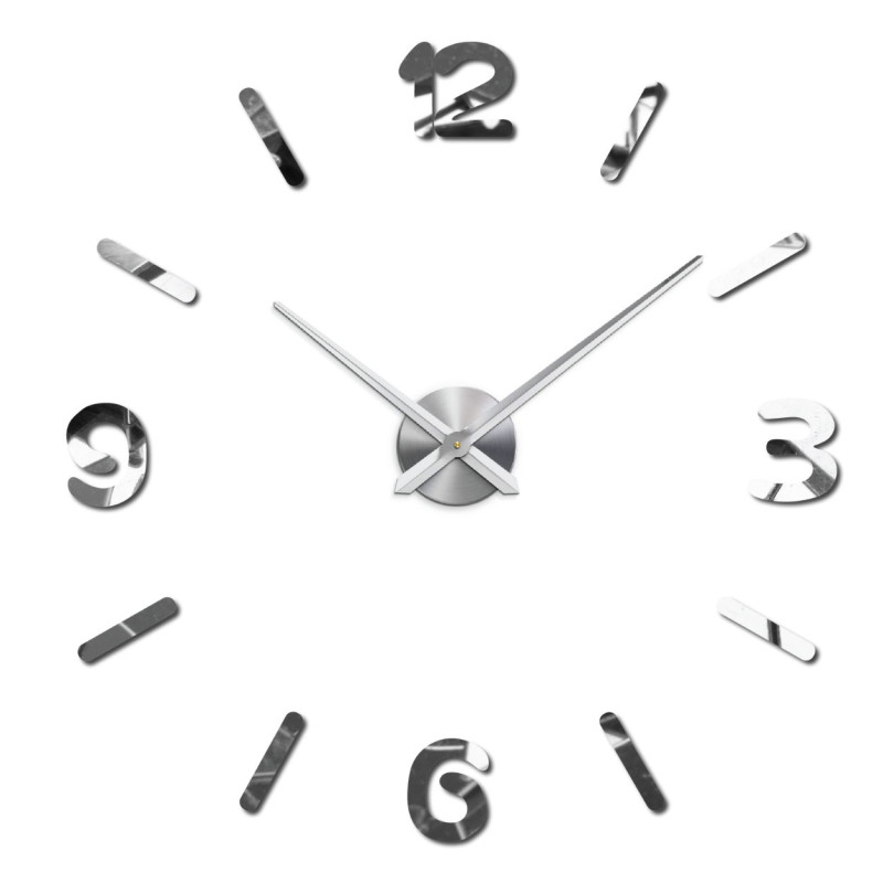 Nowoczesny zegar ścienny z lustrem, duży, DIY