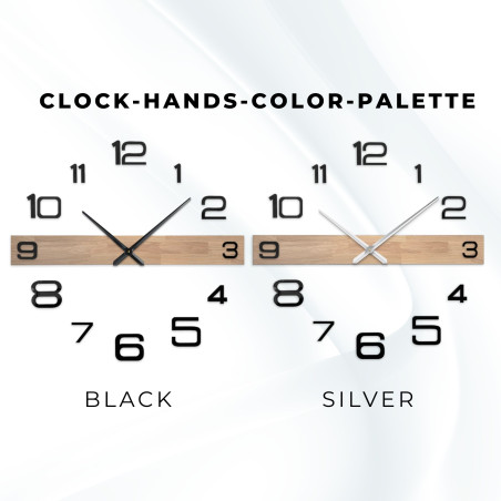 Luksusowy drewniany zegar ścienny o minimalistycznym designie i kontrastujących cyfrach.