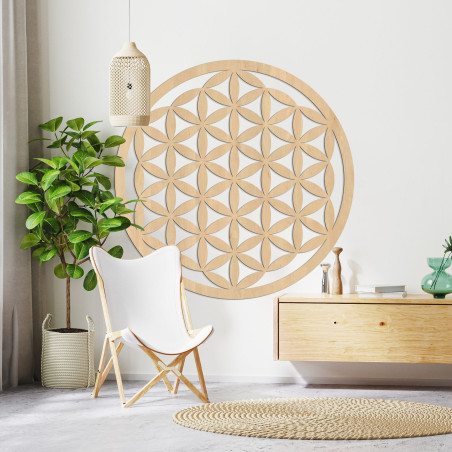 Elegancka rzeźbiona drewniana mandala na ścianie