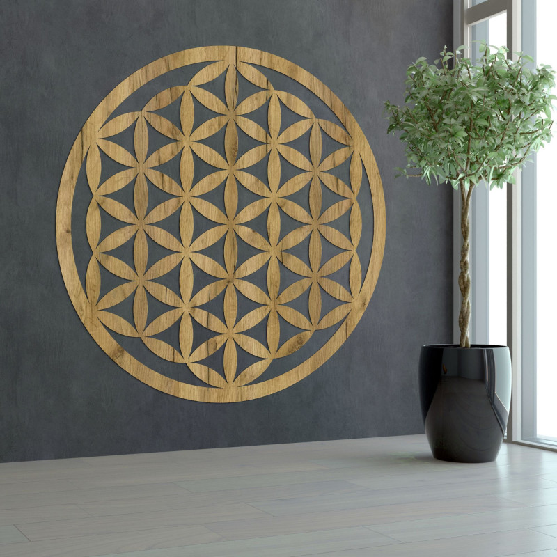 Elegancka rzeźbiona drewniana mandala na ścianie