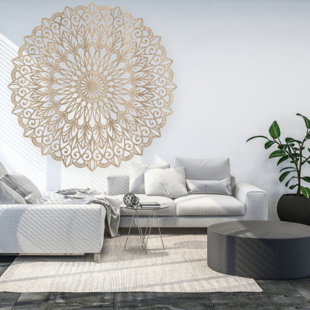 Drewniany obrazek. Kwiat życia to symbol harmonii.