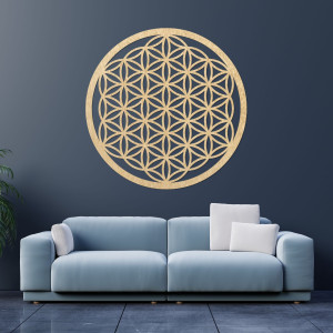 Drewniana dekoracja ścienna Kwiat Życia, mandala o świętej geometrii. 2
