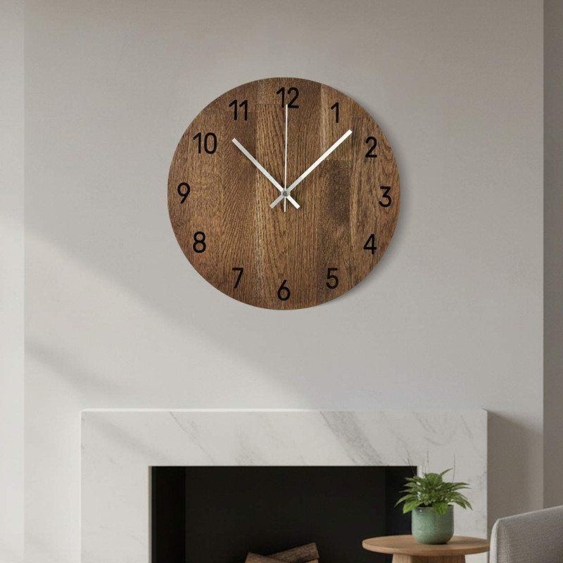 Ręcznie robiony zegar ścienny z litego dębu -...