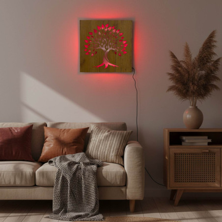 Obraz z drewna podświetlany LED "Drzewo Życia" dekoracja ścienna